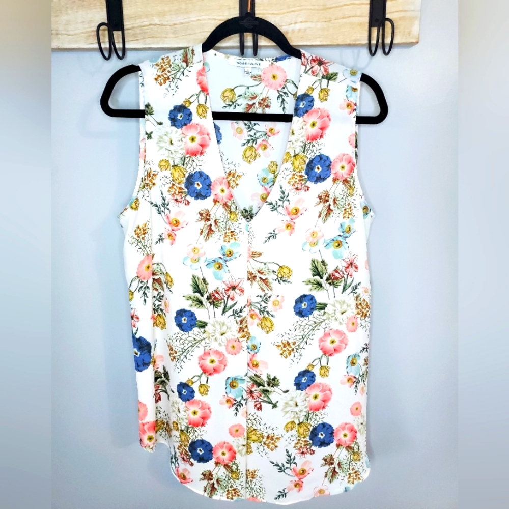 Sleeveless floral blouse
